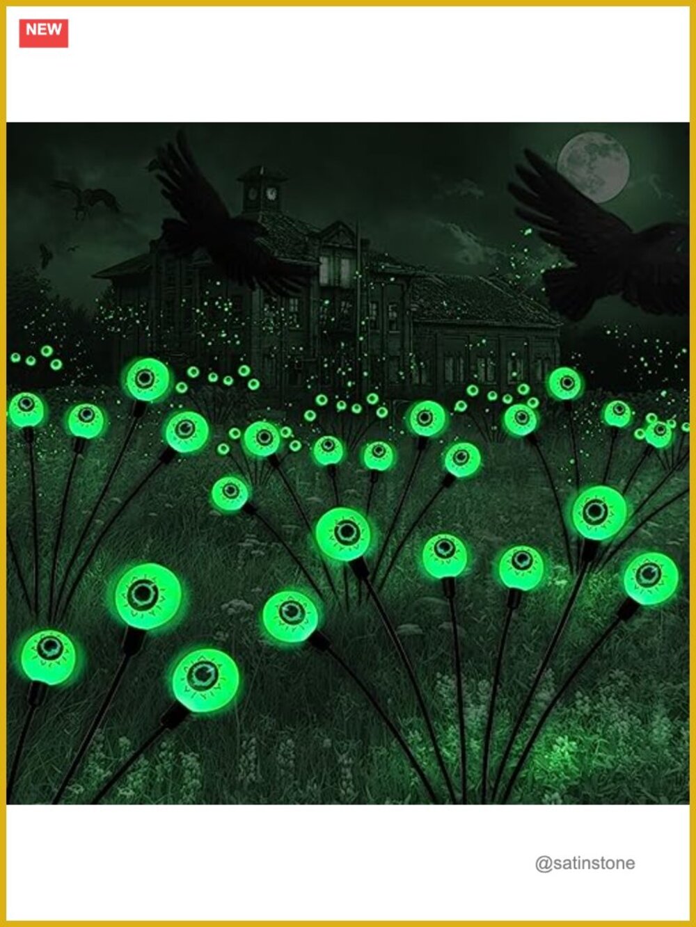Solar Powered Scary Eyeball Halloween Path Lights 12 LED Outdoor Yard Decor